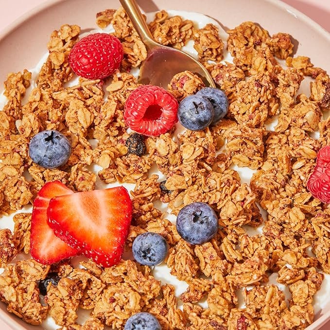 Purely Elizabeth Berry Crisp Granola wit Vitamin D, Made with Organic Oats and Ancient Grains, Gluten-Free, Non-GMO (3 Ct, 8oz Bags) - Image 4